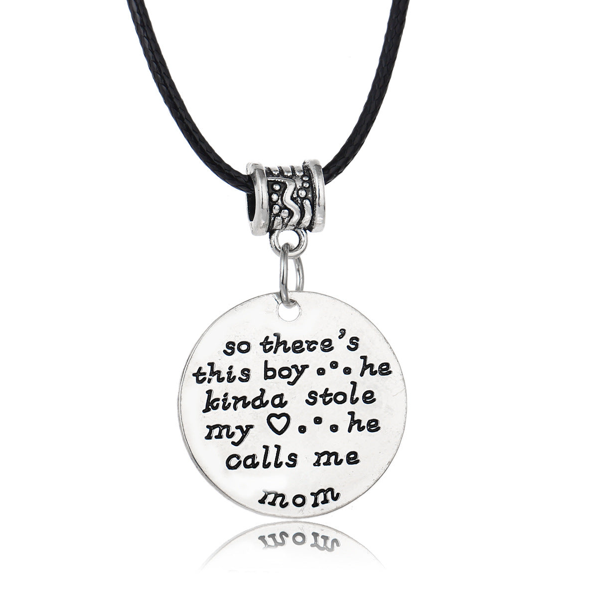 Wholesale Gothic Home Warmth Series English Engraved Pendant Leather Rope Necklace